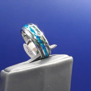 Shell inlaid Tungsten Carbide Ring